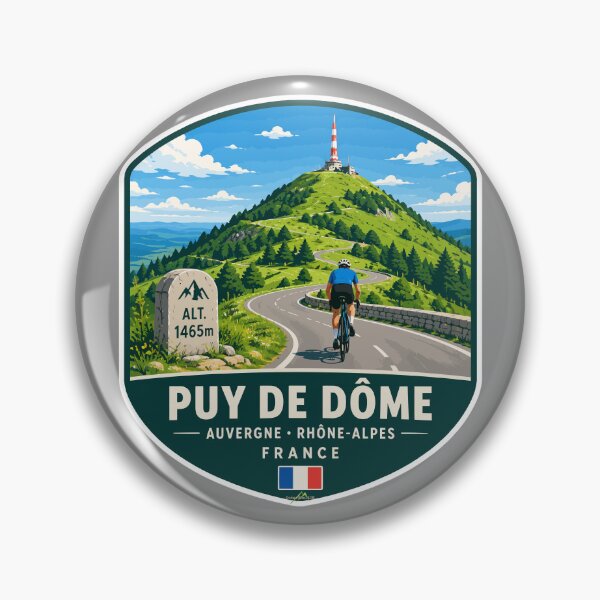 Item preview, Puy de Dome Auvergne France Cycling Sticker TShirt 02 designed and sold by OuterShellUK.