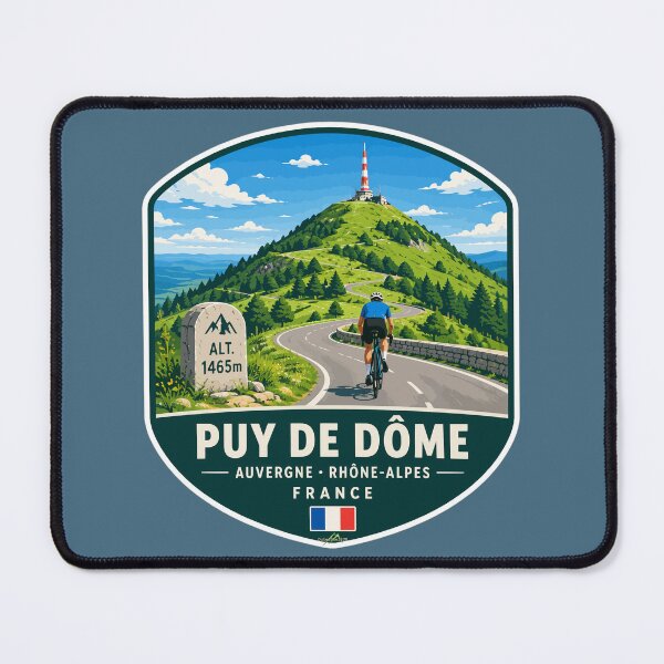 Item preview, Puy de Dome Auvergne France Cycling Sticker TShirt 02 designed and sold by OuterShellUK.