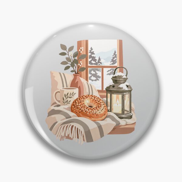Item preview, Cozy Winter Window Still Life with Donut designed and sold by hattie's.