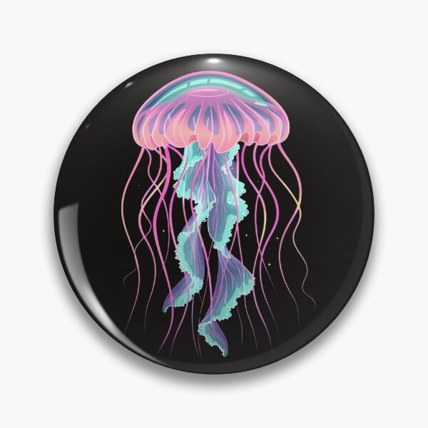 Item preview, a jellyfish glowing in the ocean designed and sold by RetroWaveArtCo.
