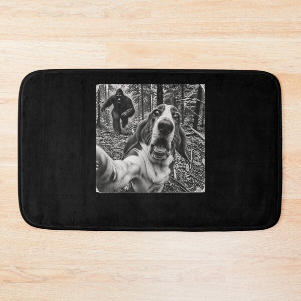 Item preview, Basset Hound Selfie Running From Bigfoot Funny Forest designed and sold by Alzasshop.