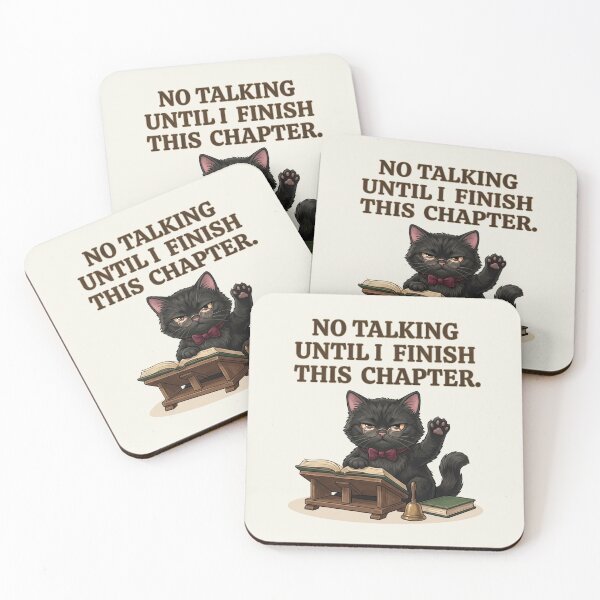 Item preview, No Talking Until I Finish This Chapter – Funny Black Cat Reading Quote designed and sold by NadinArtStudio.