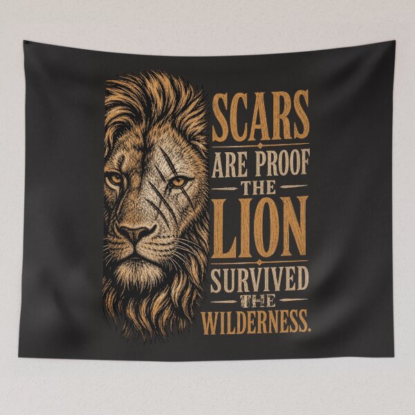Item preview, Scars Are Proof The Lion Survived The Wilderness - Motivational Quote Design designed and sold by Bennie Singh.