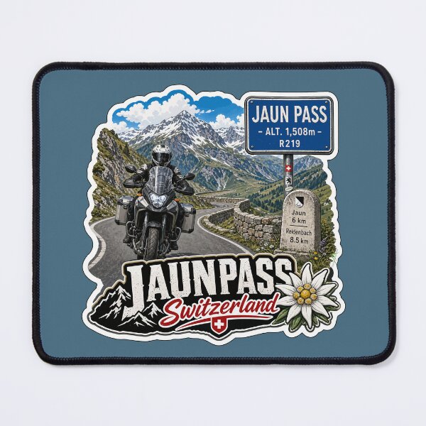 Item preview, Jaun Pass, Jaunpass Switzerland Motorcycle Sticker TShirt 01 designed and sold by OuterShellUK.