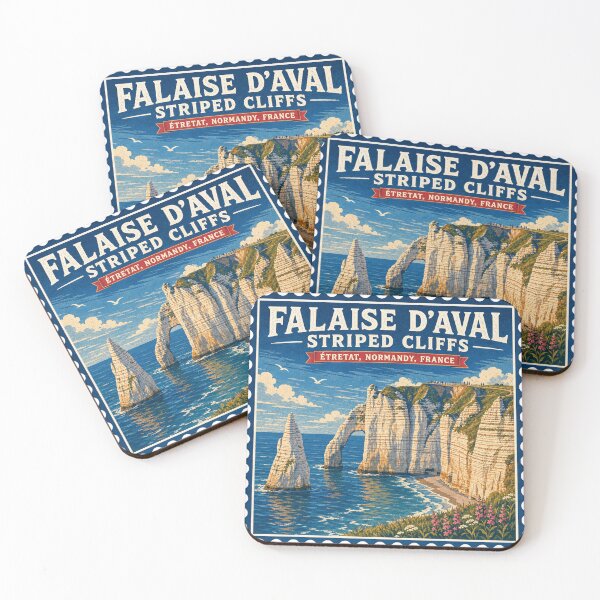 Item preview, Falaise d'Aval Striped Cliffs Near Éetretat, Normandie, France - Travel Art  designed and sold by vectcd.