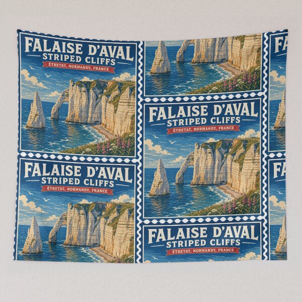 Item preview, Falaise d'Aval Striped Cliffs Near Éetretat, Normandie, France - Travel Art  designed and sold by vectcd.