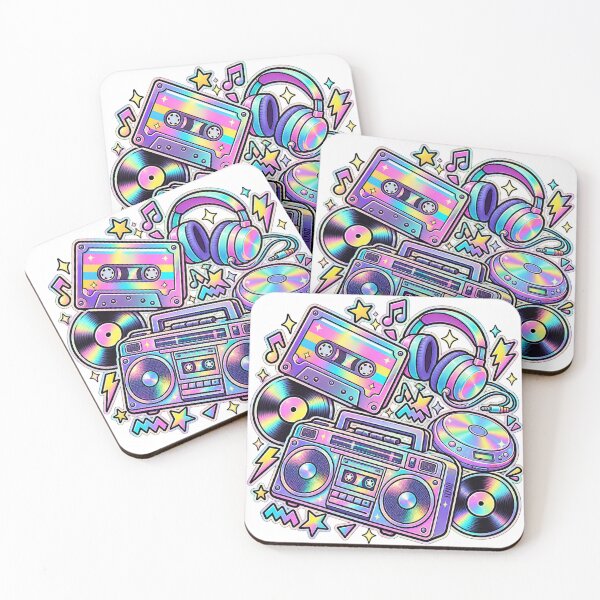 Item preview, Neon Mixtape Club - Holographic Retro Music Collage designed and sold by The198X.