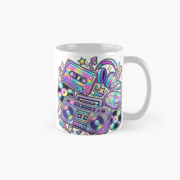 Item preview, Neon Mixtape Club - Holographic Retro Music Collage designed and sold by The198X.