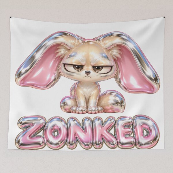 Item preview, Zonked Chrome Bunny Cute Tired Rabbit Sticker designed and sold by Frenky Stickers.