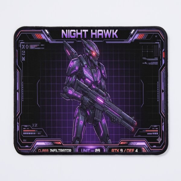Item preview, Night Hawk Cyber Infiltrator - Purple Mecha TCG Playmat designed and sold by FABIOLART.