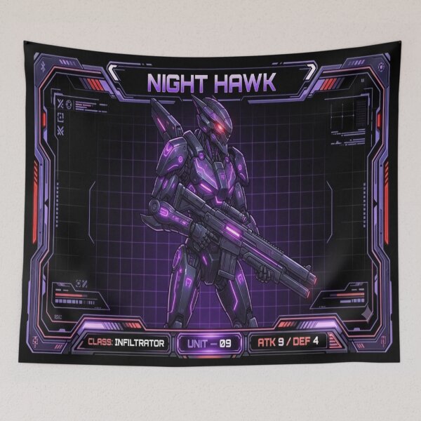 Item preview, Night Hawk Cyber Infiltrator - Purple Mecha TCG Playmat designed and sold by FABIOLART.