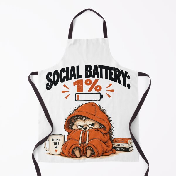 Item preview, Social Battery: 1% – Grumpy Introvert Hedgehog designed and sold by Furflix.