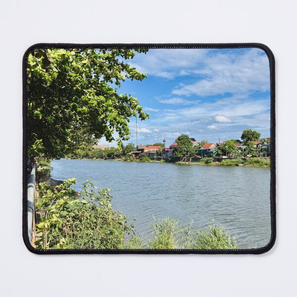Item preview, Scenic Countryside Riverbank Under Bright Blue Sky designed and sold by lamlamds.