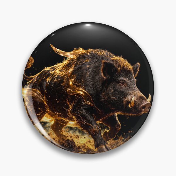 Item preview, Golden Fire Wild Boar - Mythical Beast designed and sold by TitiaDesign.
