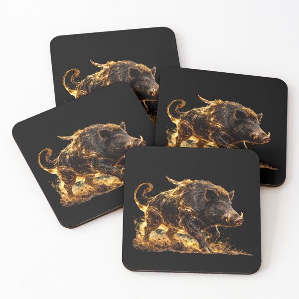Item preview, Golden Fire Wild Boar - Mythical Beast designed and sold by TitiaDesign.