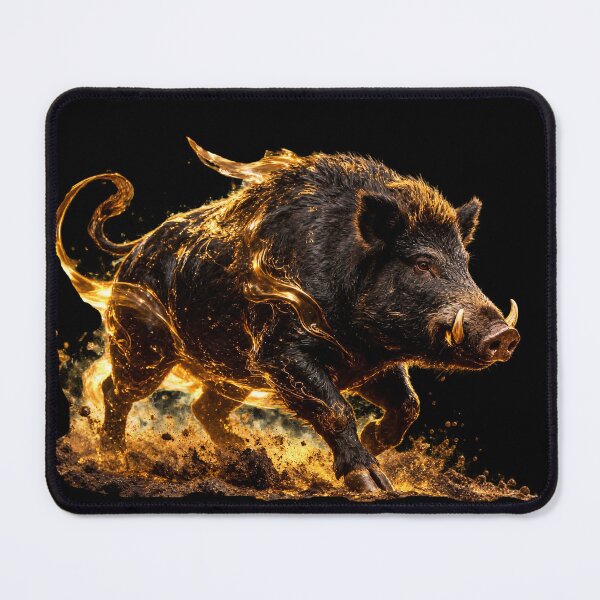 Item preview, Golden Fire Wild Boar - Mythical Beast designed and sold by TitiaDesign.