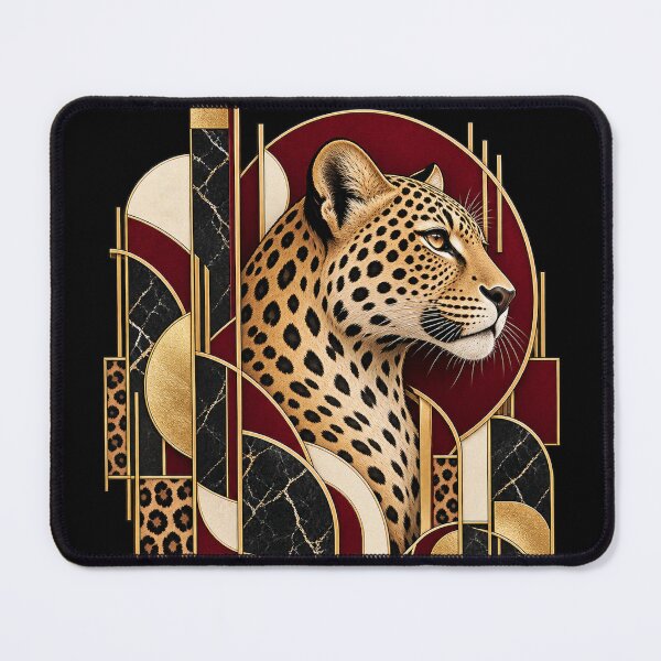Item preview, Oxblood Geometry – Neo Deco Leopard Portrait designed and sold by Anyshca.