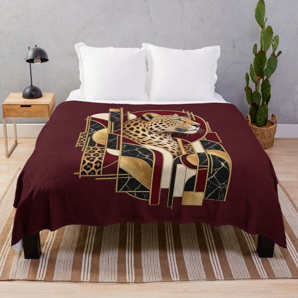 Item preview, Oxblood Geometry – Neo Deco Leopard Portrait designed and sold by Anyshca.