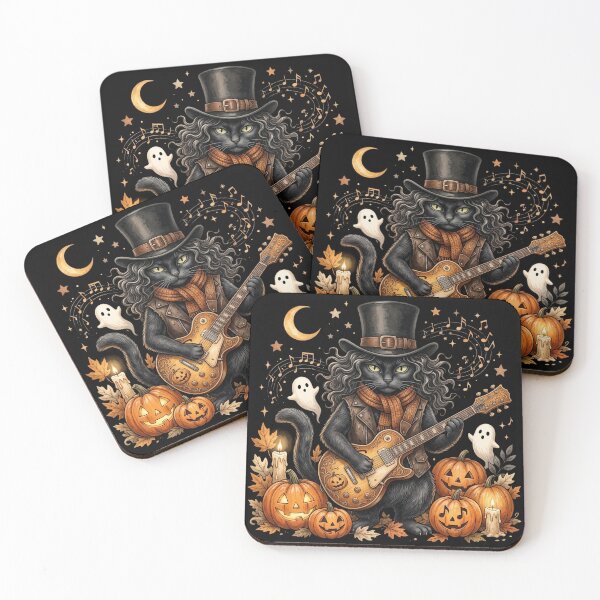 Item preview,  Halloween-Spooky Rock Guitarist Black Cat designed and sold by Ada’s Mystic Atelier .