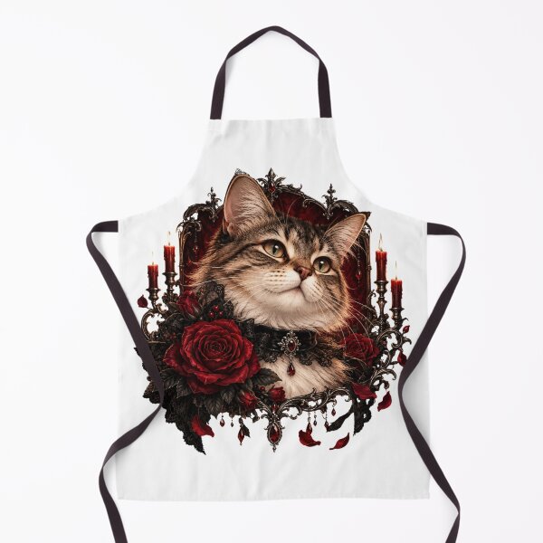 Item preview, Romantic Gothic Cat with Red Roses designed and sold by CanArtVision.