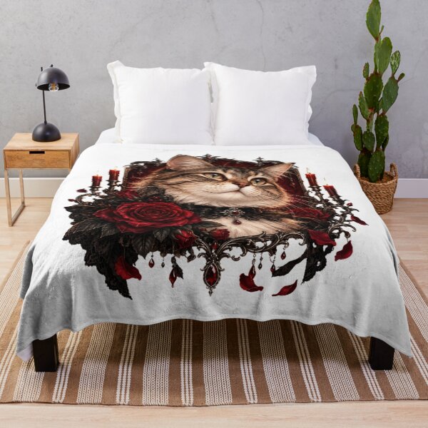 Item preview, Romantic Gothic Cat with Red Roses designed and sold by CanArtVision.