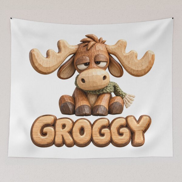 Item preview, Groggy Moose Wooden Winter Animal Sticker designed and sold by Frenky Stickers.