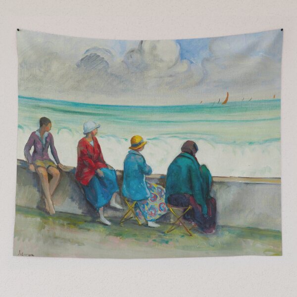 Item preview, Sailboats along the seawall seascape painting by Henri Lebasque designed and sold by Jéanpaul  Ferro.