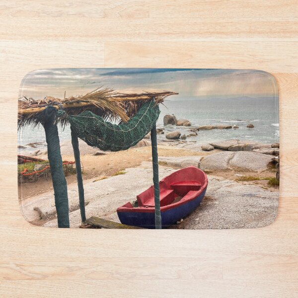 Item preview, Seaside Beach Tavern Decor with Old Boat under Stormy Sky designed and sold by Nature and Coastal Clothing and Decor Gifts.