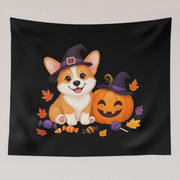 Item preview, Cute Halloween Corgi with Pumpkin Witch Hat- Spooky Season designed and sold by All About DigiCraft by Fedelina.