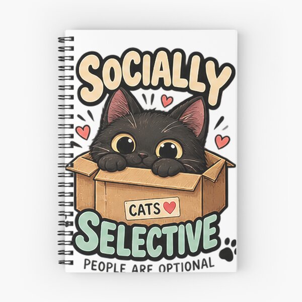 Item preview, Socially Selective Cat | Funny Introvert Black Cat Design designed and sold by Sara-Ai.