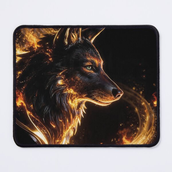 Item preview, Black and Gold Wolf | Majestic Golden Wolf Fantasy Art designed and sold by TitiaDesign.