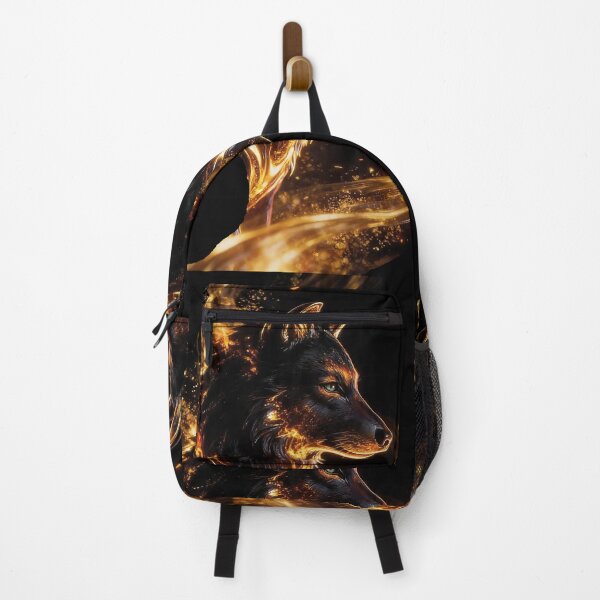 Item preview, Black and Gold Wolf | Majestic Golden Wolf Fantasy Art designed and sold by TitiaDesign.