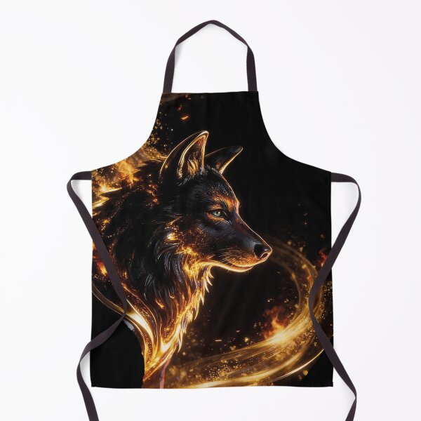 Item preview, Black and Gold Wolf | Majestic Golden Wolf Fantasy Art designed and sold by TitiaDesign.