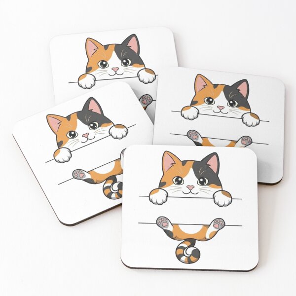 Item preview, Cute Peeking Calico Cat Split Monogram designed and sold by PetalsPaws.