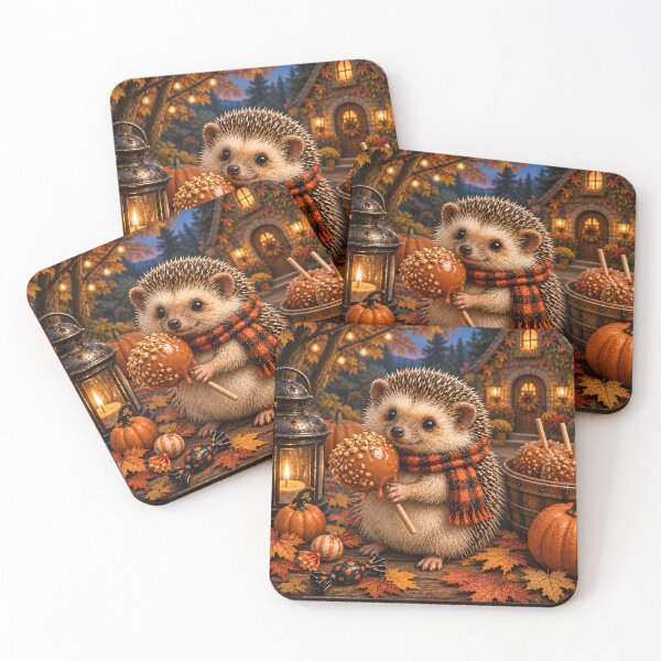 Item preview, A Hedgehog with a Caramel Apple - Upscaled Version designed and sold by Novel Works Studio.