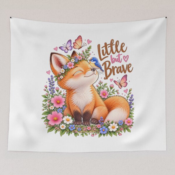 Item preview, Little but Brave Fox – Cute Floral Woodland Animal designed and sold by justforart91.