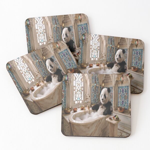 Item preview, Panda Relaxing in Luxury Marble Bathtub Oriental Spa Digital Art designed and sold by AfresStudio.