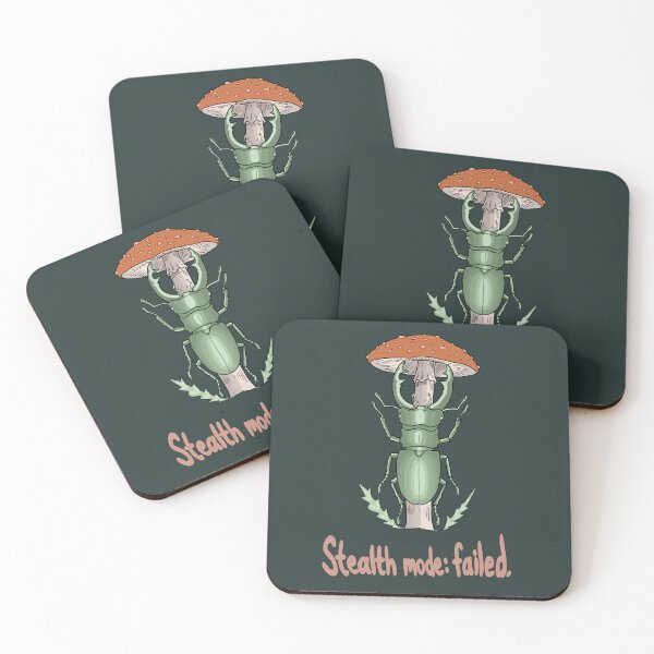 Item preview, Stag Beetle and Mushroom Botanical Art - Funny Nature Stealth Mode Failed designed and sold by LeshanArt.