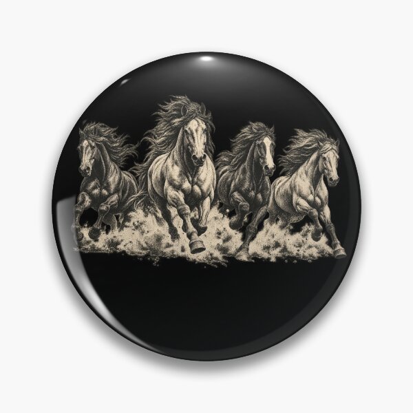 Item preview, Wild Horses Running Black and White Vintage Equestrian designed and sold by will freed18.
