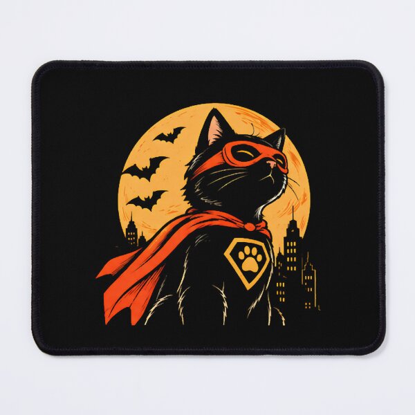 Item preview, Super Meow Superhero Cat Halloween Cape Mask City Skyline designed and sold by Retro Whiskers.