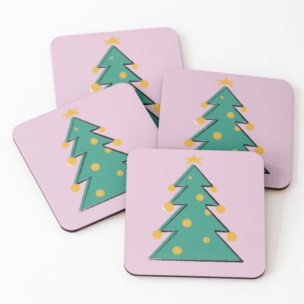 Item preview, Hand-Drawn Christmas tree with lights on Pink background designed and sold by CocoRand.