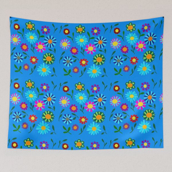 Item preview, Colorful Floral Arrangement on Blue designed and sold by Elaine M Hayward .