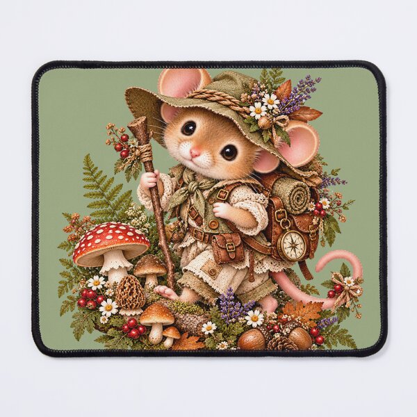 Item preview, Premium Cottagecore Woodland Explorer Mouse Art – Vintage Print designed and sold by MagicMakerPh.