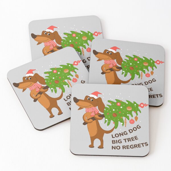 Item preview, Funny Christmas Dachshund Carrying Christmas Tree – Long Dog Big Tree No Regrets designed and sold by Skryp-art.