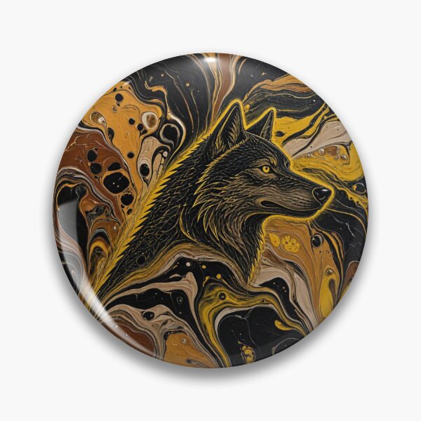 Item preview, Alpha Spirit: Abstract Golden Wolf Fluid Art designed and sold by Breezes-of-Ida.