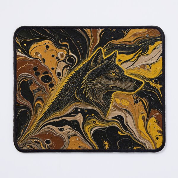 Item preview, Alpha Spirit: Abstract Golden Wolf Fluid Art designed and sold by Breezes-of-Ida.