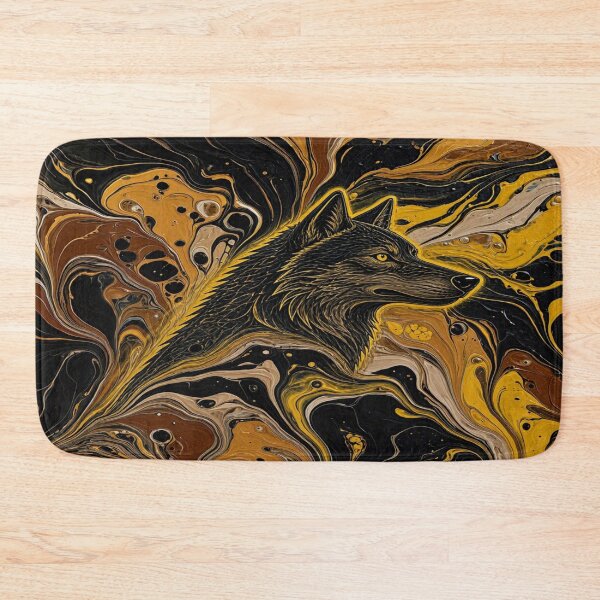 Item preview, Alpha Spirit: Abstract Golden Wolf Fluid Art designed and sold by Breezes-of-Ida.