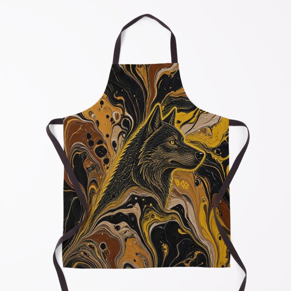 Item preview, Alpha Spirit: Abstract Golden Wolf Fluid Art designed and sold by Breezes-of-Ida.