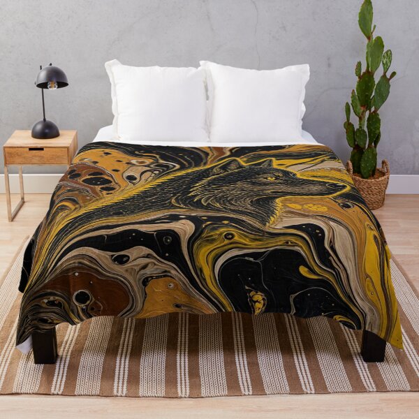 Item preview, Alpha Spirit: Abstract Golden Wolf Fluid Art designed and sold by Breezes-of-Ida.