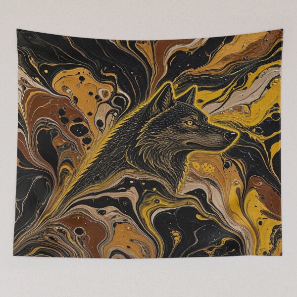 Item preview, Alpha Spirit: Abstract Golden Wolf Fluid Art designed and sold by Breezes-of-Ida.